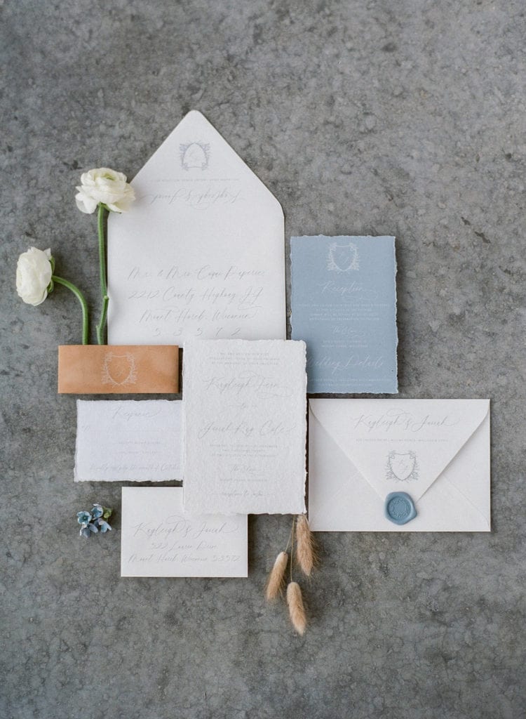 Coqui Paperie wedding invitations featured at The Eloise venue for BBJ Linen