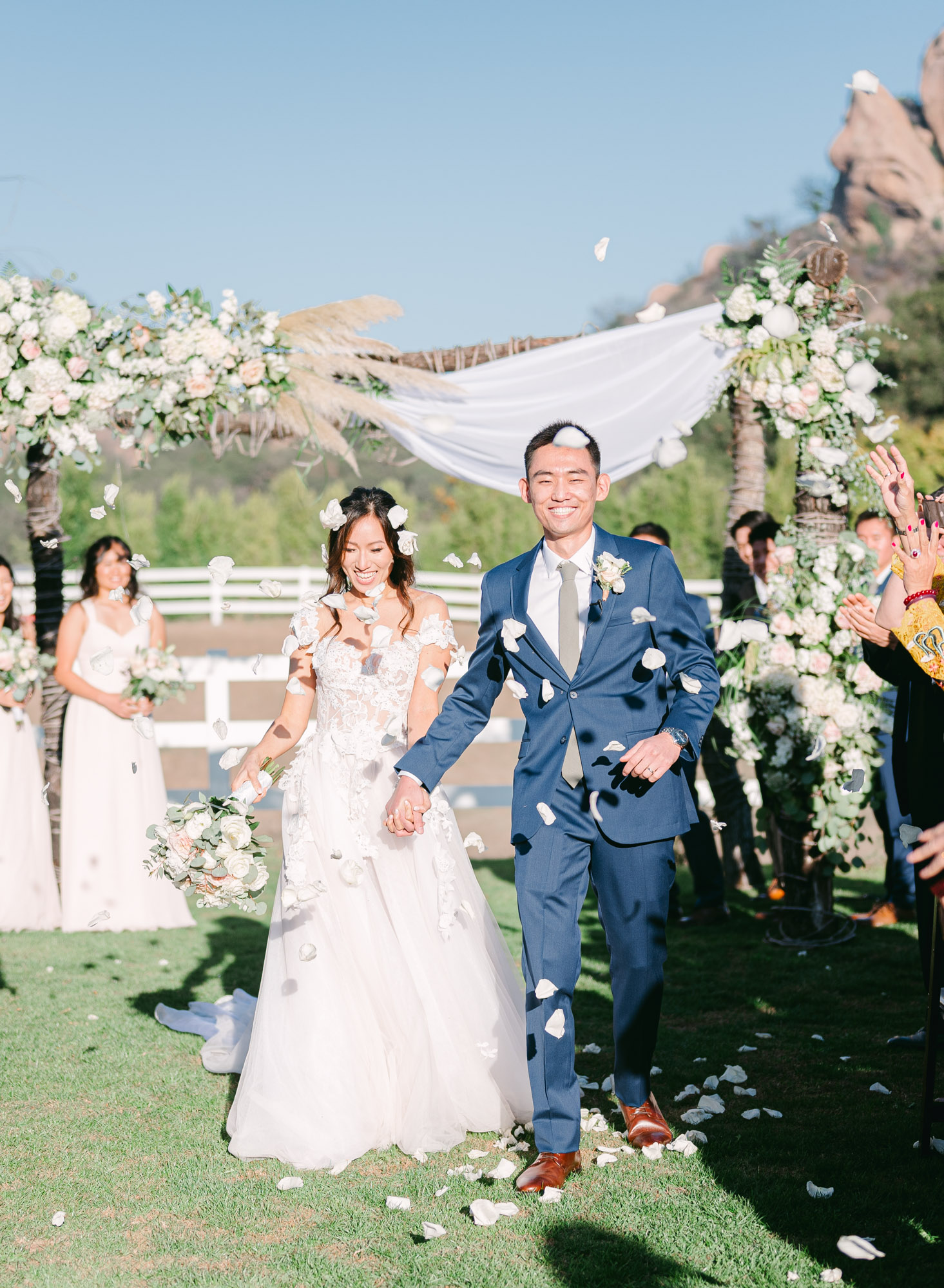 Ceremony at Saddlerock ranch wedding in malibu, california