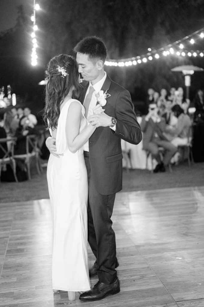bride and groom does a first dance in california wedding