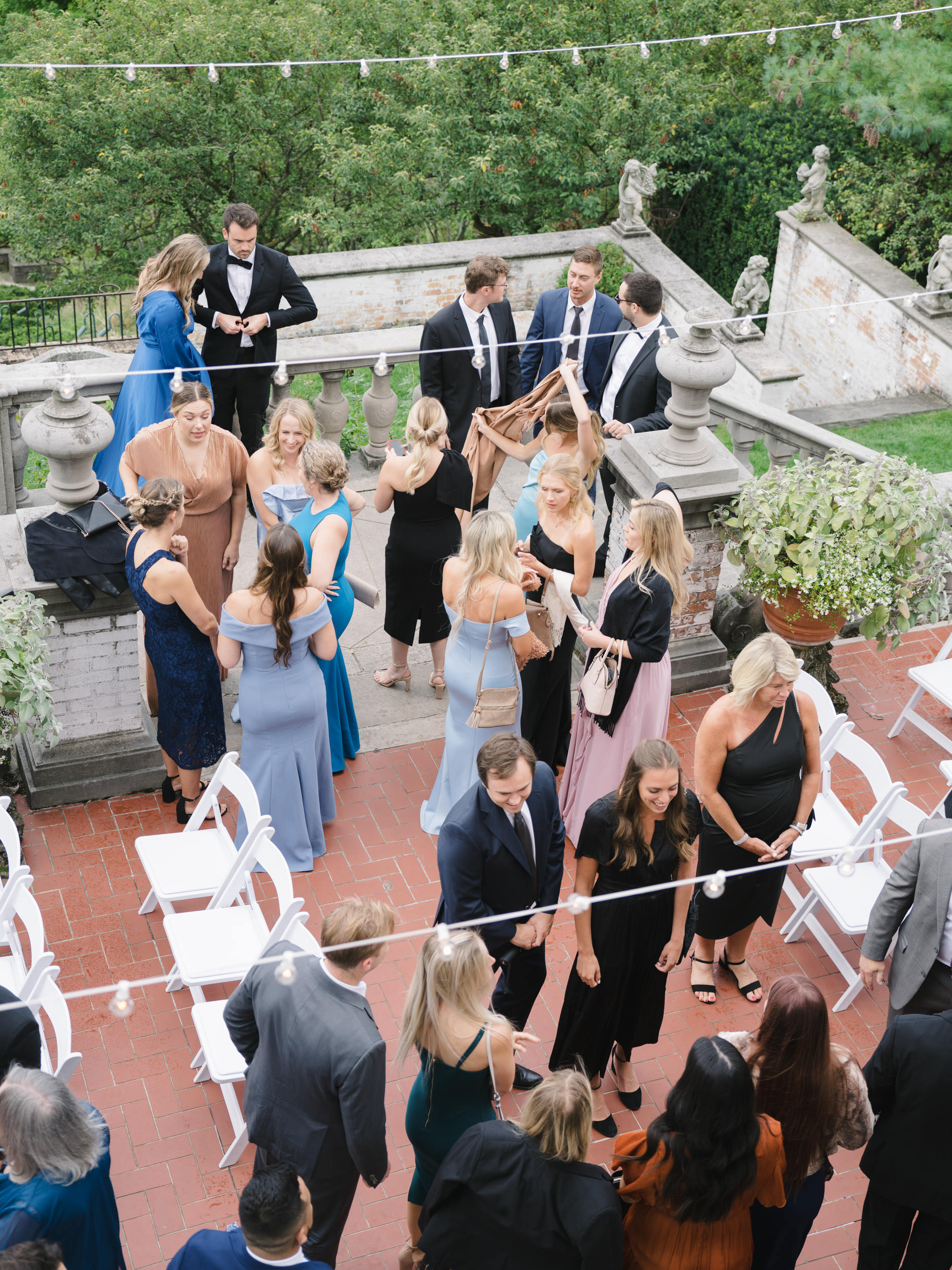 wedding guests on the terrace in milwaukee