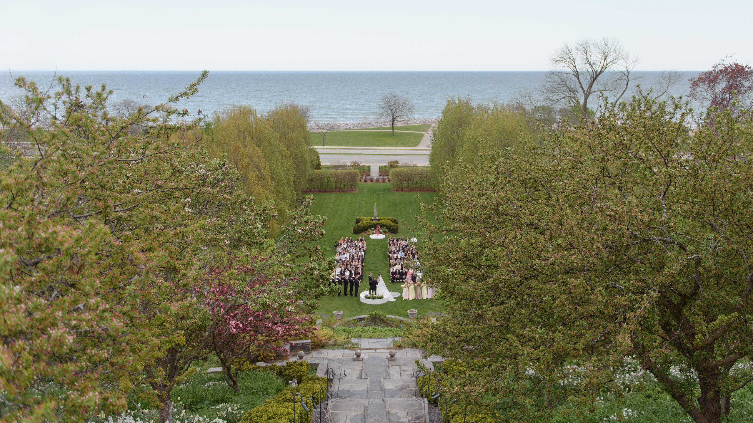 villa terrace ceremony on the lawn